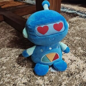 Animal Adventure Blue Robot 9" Plush Stuffed Animal Red Hearts 2021